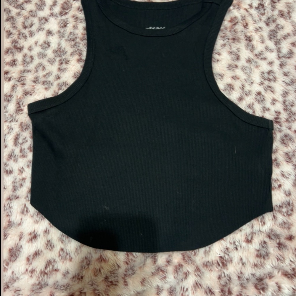 Black & Grey Sleeveless Crop Top